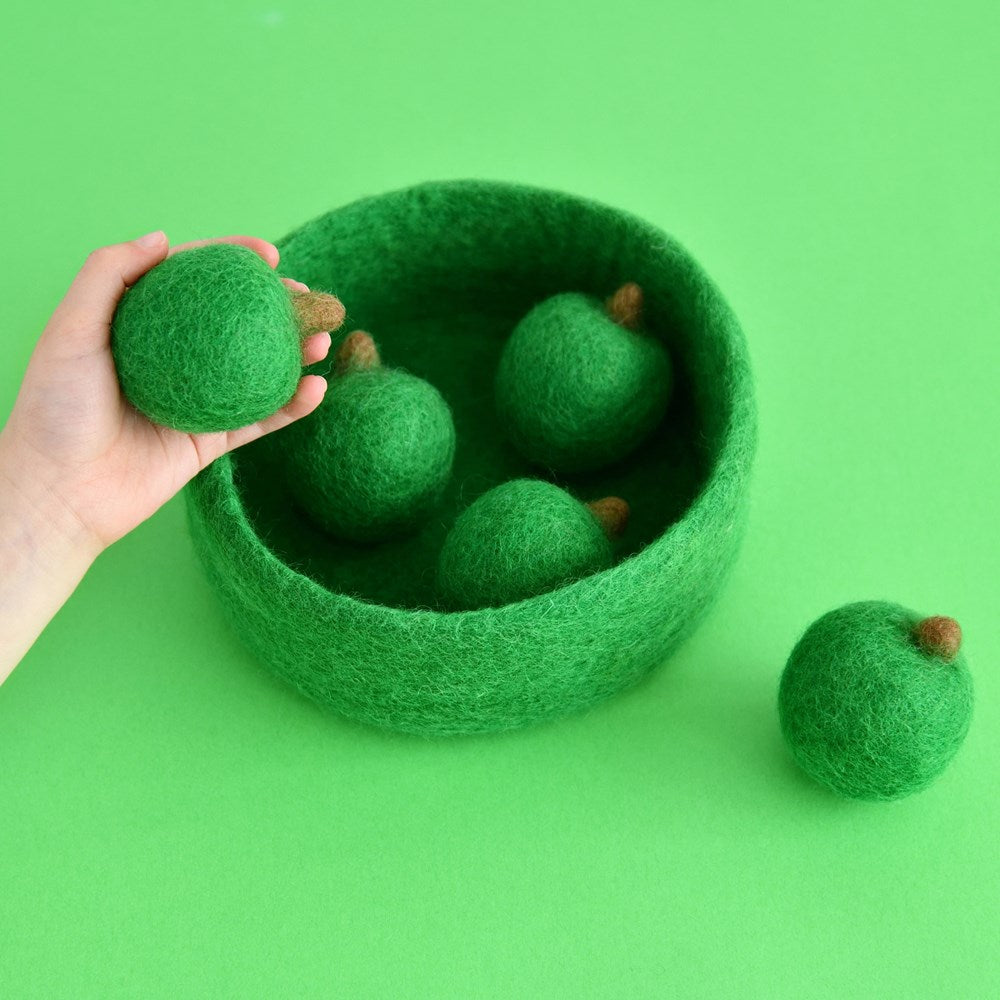 Dashdu - 5 Felt Fruit Apples with Bowl